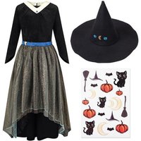 Corimori Hexen-Kostüm Hexe Halloween-Kostüm Set Kinder-Kleid, Karneval, Hexenhut von Corimori