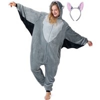 Corimori Partyanzug Flauschiges Fledermaus-Kostüm für Erwachsene, Erwachsene, Halloween, Fasching, Verkleidung, Vampir-Fledermaus von Corimori