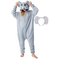 Corimori Partyanzug Onesie Elefant Erwachsene Overall Größen 150-190cm, (grau) von Corimori