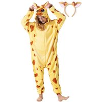 Corimori Partyanzug Onesie Giraffe kuscheliger Jumpsuit für Erwachsene, (gelb) von Corimori