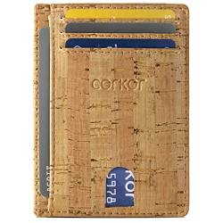 Corkor Geldbörse Herren Vegan Minimalistische Brieftasche Korkleder RFID Schutz Rustic von Corkor