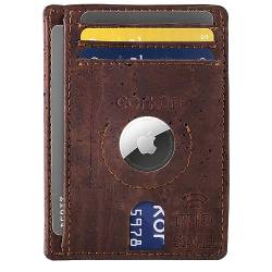 Corkor Geldbörse Kartenhalter aus veganem Leder für Karten und Bargeld, Braun, Slim, Kartenhalter von Corkor