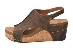 Corkys Footwear Carley Damen Casual Wedge 6,3 cm, Braunes gewaschenes Segeltuch, 38 EU von Corkys Footwear