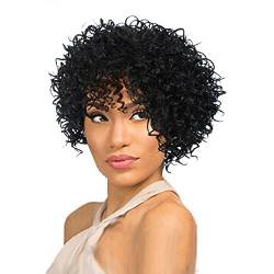 Afro Perücke Schwarz Brazilian Synthetische Brasilianisches Verworrene Lockige Natürliche Haar für Frauen, Curly mit Bangs Kurze Perücken für Damen von Corlidea