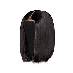 Kurze Bob Perücken für Frauen Schwarz Gerade Synthetisch Haare Perücke Mittelscheitel Lace Front Wig von Corlidea