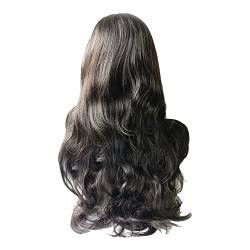 Lange Gewellte Perücken für Frauen Synthetisches Brünettes Haar Perücke mit Fransen für die Tägliche Party Cosplay Verwendung (d-Black, One Size) von Corlidea