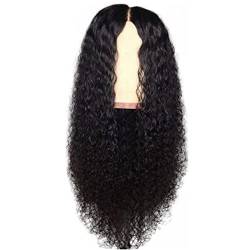 Perücke Damen, Perücke Kurz Lange Gewellte Perücken Lace Front Wig Human Hair, Perücke Damen Echthaar Synthetische Natürliche Lockige Hitzebeständige Faser Täglichen Gebrauch Perücke von Corlidea