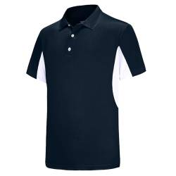 Herren Cool Dri Fit Sport Golf Shirt Feuchtigkeitstransport Active Performance Polo Shirts Groß und Tall Kurzarm Seitenblock, Marineblau, 5X-Groß von Corna