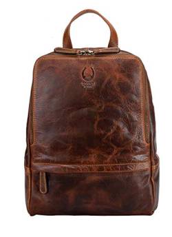 Corno d´Oro Premium Rucksack Damen Leder Elegant I Handgefertigt Lederrucksack Vintage Laptoprucksack für 14 Zoll Laptop I Backpack Tagesrucksack Braun von Corno d´Oro