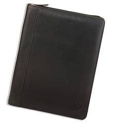 Corno d´Oro Schreibmappe A4 12 Zoll Fach für iPad Tablet I RFID Konferenzmappe Leder mit Reißverschluss I Business Aktenmappe Damen Herren schwarz von Corno d´Oro