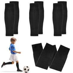 Stutzen Kinder Fußball, 4 Paar Fussball stutzen kinder, Fußball Schienbeinschutz Socken, Elastisch Fußball Sleeves Tubes Sportsocken, Trainingssocken, Geeignet für Anfänger und Jugendliche, Schwarz von Corpower