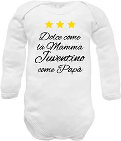 Body und Strampler für Neugeborene, lustige Aufschrift "Dolce come la Mama Juventino wie Papa"., Süßer Baby-Strampler Juventino aus warmer Baumwolle, 0-3 Monate von Corredino Neonato