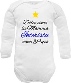 Lustiger Baby-Body mit Spruch "Dolce come la interistische Mama wie Papa, Süßer Baby-Body Interista aus warmer Baumwolle, 3-6 Monate von Corredino Neonato