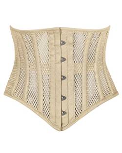 Cincnher Damen Korsett mit Stahlstäbchen, strapazierfähig, Waspie Mesh, Beige, Medium von Corsets Island