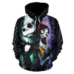 Nightmare Jack Sally Skellington Hoodie Erwachsene 3D Hoody Sweatshirt Cosplay Kostüm Herren Damen Kleidung Top Jackenmantel 2XL von CosIdol