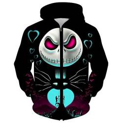 Nightmare Jack Sally Skellington Hoodie Erwachsene 3D Hoody Sweatshirt Cosplay Kostüm Herren Damen Kleidung Top Jackenmantel 2XL von CosIdol