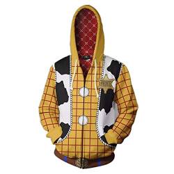Woody Hoodie Buzz Lightyear Jacke 3D Druck Kapuzenpullover Zipper Sweatshirt Fancy Cosplay Herren Langarm Sport Oberbekleidung L von CosIdol