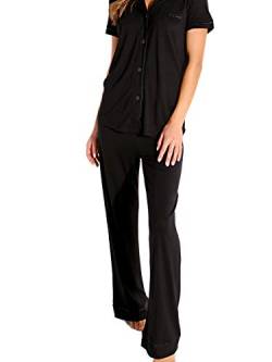 Cosabella Damen Bella Short Sleeve Top & Pant Pajama Set Pyjamaset, schwarz/schwarz, Medium von Cosabella