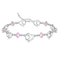 Cosie Lily Muttertagsgeschenk Armband Damen 925 Sterling Silber Herz Armbänder Frauen Schmuck Geschenk für Sie Muttertagsgeschenke für Mama von Cosie Lily