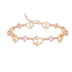 Cosie Lily Muttertagsgeschenk Armband Damen 925 Sterling Silber Herz Armbänder Frauen Schmuck Geschenk für Sie Muttertagsgeschenke für Mama von Cosie Lily