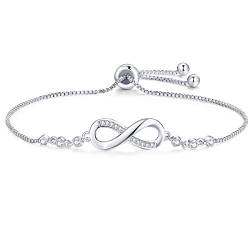 Cosie Lily Unendlichkeit Armband Damen 925 Sterling Silber, Infinity Liebe Herz Armband Armkette mit 5A Zirkonia Verstellbar Armband für Geburtstag Geschenk,Muttertag Schmuck Geschenk von Cosie Lily