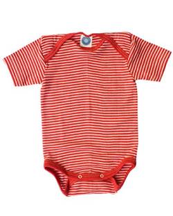 Cosilana, Baby Body Kurzarm, 70% Wolle, 30% Seide (Rot/Natur, 50-56) von Cosilana