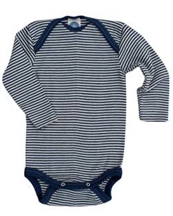 Cosilana, Baby Body Langarm, 70% Wolle, 30% Seide (Marine/Natur, 50-56) von Cosilana