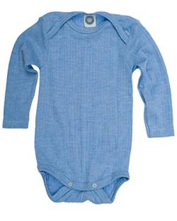 Cosilana, Baby Body Langarm,45% KBA Baumwolle, 35% kbT Wolle, 20% Seide (74/80, Blau meliert) von Cosilana