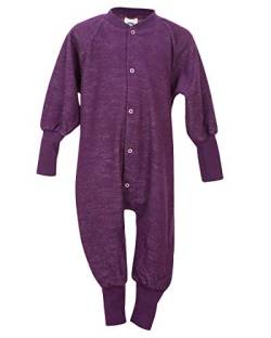 Cosilana, Einteiler Schlafanzug ohne Fuß, 100% Wolle (74, Pflaume) von Cosilana