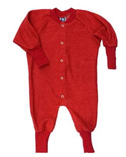 Cosilana, Einteiler Schlafanzug ohne Fuß, 100% Wolle (86, Rot) von Cosilana