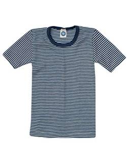 Cosilana, Kinder Unterhemd/T-Shirt, 70% Wolle und 30% Seide (104, Geringelt Marine/Natur) von Cosilana