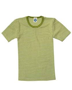 Cosilana, Kinder Unterhemd/T-Shirt, 70% Wolle und 30% Seide (128, Geringelt Grün/Natur) von Cosilana