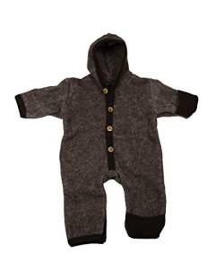 Cosilana Baby Fleece-Overall mit Kapuze, Kratzschutz kbT Wolle Bio Baumwolle (50-56, Braun-Melange) von Cosilana