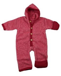 Cosilana Baby Fleece-Overall mit Kapuze, Kratzschutz kbT Wolle Bio Baumwolle (50-56, Rot-Melange) von Cosilana