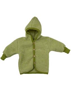 Cosilana Baby Jäckchen mit Kapuze aus weichem Wollfleece, 60% Schurwolle kbT, 40% Baumwolle KBA (98/104, Lindengrün-Melange) von Cosilana