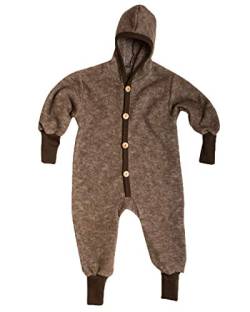 Cosilana Baby Kinder Fleece Overall mit Bündchen am Armen und Füßen, 60% Wolle (kbT), 40% Baumwolle (KBA) (74/80, Braun Melange) von Cosilana