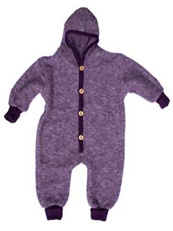 Cosilana Baby Kinder Fleece Overall mit Bündchen am Armen und Füßen, 60% Wolle (kbT), 40% Baumwolle (KBA) (74/80, Lila Melange) von Cosilana