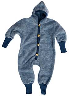 Cosilana Baby Kinder Fleece Overall mit Bündchen am Armen und Füßen, 60% Wolle (kbT), 40% Baumwolle (KBA) (74/80, Marine Melange) von Cosilana