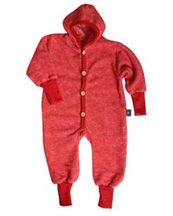 Cosilana Baby Kinder Fleece Overall mit Bündchen am Armen und Füßen, 60% Wolle (kbT), 40% Baumwolle (KBA) (74/80, Rot Melange) von Cosilana