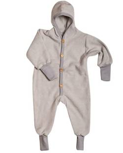 Cosilana Baby Kinder Fleece Overall mit Bündchen am Armen und Füßen, 60% Wolle (kbT), 40% Baumwolle (KBA) (74-80, Grau meliert) von Cosilana