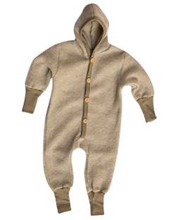 Cosilana Baby Kinder Fleece Overall mit Bündchen am Armen und Füßen, 60% Wolle (kbT), 40% Baumwolle (KBA) (86/92, Latte Macchiato Melange) von Cosilana