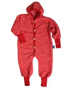 Cosilana Baby Kinder Fleece Overall mit Bündchen am Armen und Füßen, 60% Wolle (kbT), 40% Baumwolle (KBA) (86/92, Rot Melange) von Cosilana