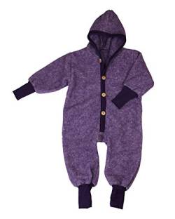 Cosilana Baby Kinder Fleece Overall mit Bündchen am Armen und Füßen, 60% Wolle (kbT), 40% Baumwolle (KBA) (98-104, Lila-Melange) von Cosilana