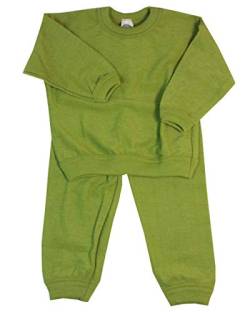 Cosilana Kinder Schlafanzug 2-teilig, Woll-Frottee 100% Wolle (kbT) (Kiwi-Grün-Melange, 104) von Cosilana