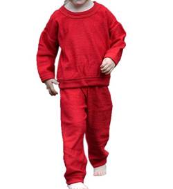 Cosilana Kinder Schlafanzug Frottee 2-teilig, 100% Wolle (kbT) (116, Rot) von Cosilana