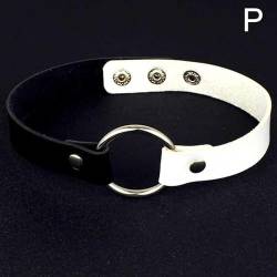 Harajuku Round Belt Collar Choker Necklace Jewelry Punk PU, Black white von CosplayHero