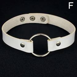 Harajuku Round Belt Collar Choker Necklace Jewelry Punk PU, white von CosplayHero