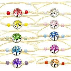 Cosswe Freundschaftsarmbänder für Mädchen,Geflochten Freundschaft Armbänder Verstellbare Freundschaftsarmband Bunte Blumen Baum des Lebens Gewebte Armbänder Handgefertigt Armband für Frauen Teenager von Cosswe