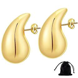 Cosswe Ohrringe Dupes,Chunky Earrings Hypoallergene Waterdrop Earrings Damen Dicke Creolen für Frauen Creolen Gold Ohrringe Modeschmuck Für Frauen Mädchen Geschenke für Frauen von Cosswe