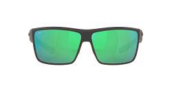 Costa Del Mar Rinconcito Rechteckige Sonnenbrille für Herren, Mattgrau/grün verspiegelt, polarisiert, 580 g., von Costa Del Mar
